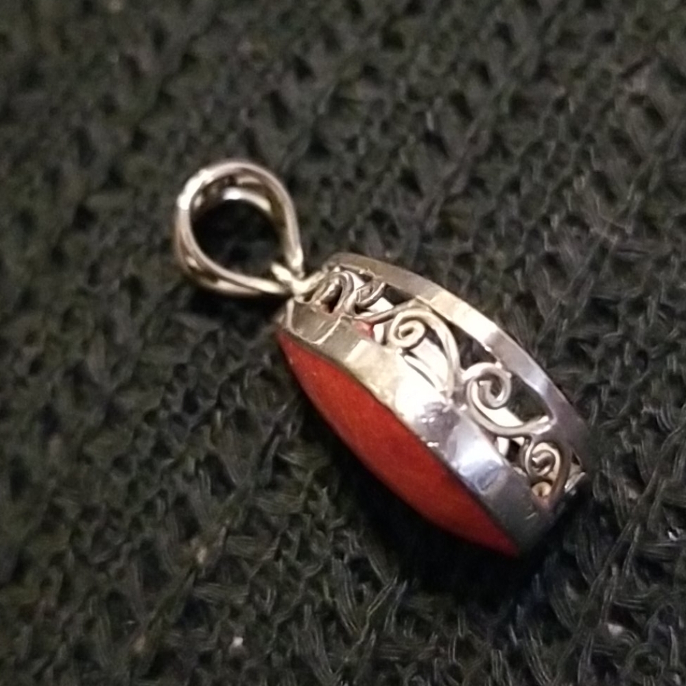 Silver and real stone pendant used - Picture 3 of 4